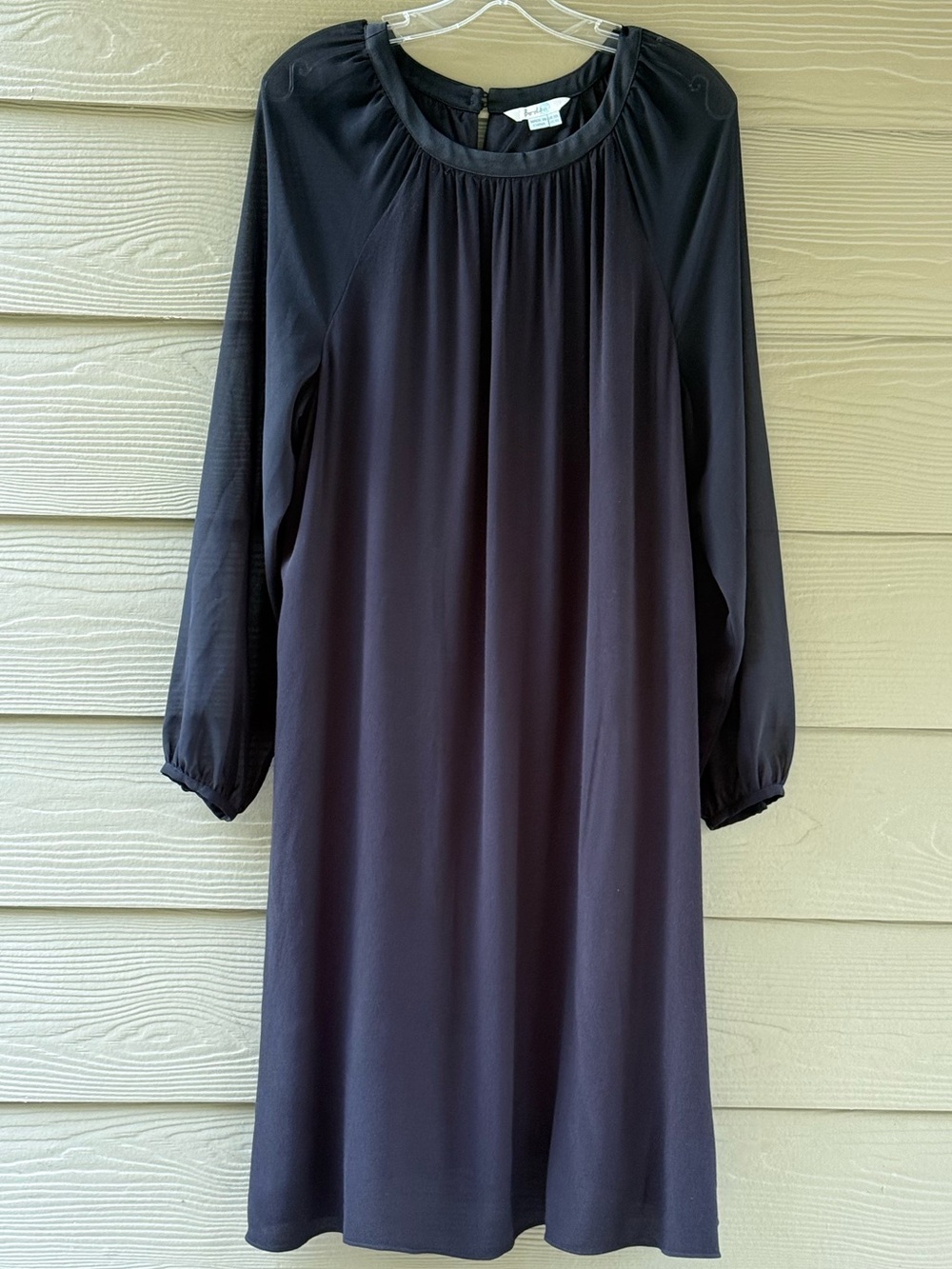 Boden Narissa A-Line Black Sheer Sleeves Lined Viscose Dress Size 16L